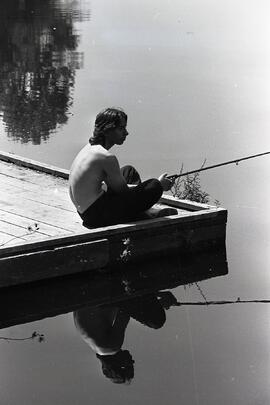 Paul Bralski tries his luck fishing near the Cariboo dam