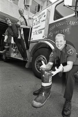 Port Coquitlam Fire Hall publicity shot for upcoming Muscular Dystrophy Drive
