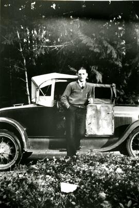 Lambert Leroux with his 1928 Ford car