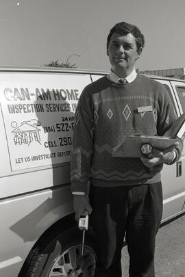 Cliff Neyedli of Can Am home inspections by his truck outside our office