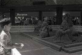 Sand sculptures in centre of court of Coquitlam Centre Mall