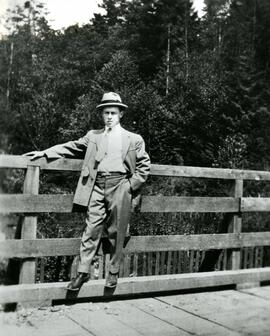 John Dicaire on a bridge