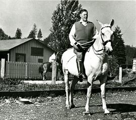 Lieutenant Governor Eric Hamber on a polo pony