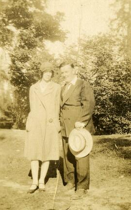 Ida May Headridge and man standing in a yard
