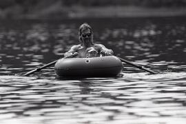 Robert Hamel and Rick White rowing in Sasamat Lake