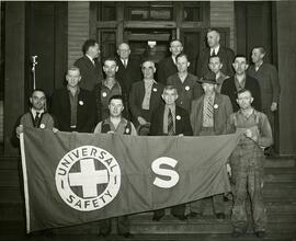 Workers receiving a safety award