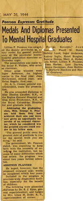 Newspaper clipping about Lillian Touzeau