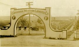 Canadian Western Lumber Company entrance arch to townsite