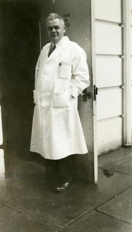 Ultan Patrick Byrne in lab coat