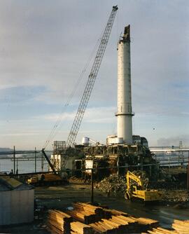 Smokestack being dismantled