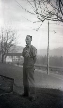 Man standing on Essondale grounds