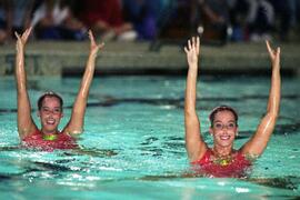 Synchronised swimming demonstration at Chimo Pool