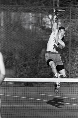 Derek Brassington playing tennis at Reeve Park Courts