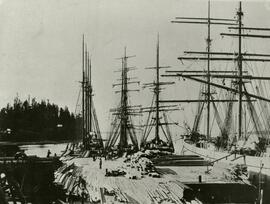 Fraser Mills, Wharf with Sailing Vessels