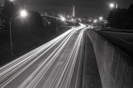 Time exposure of traffic at Patullo Bridge in New West