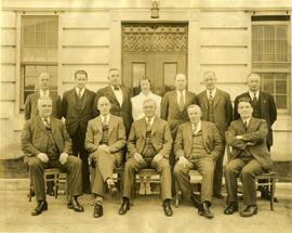 Staff photo with Dr. Arthur L. Crease and Florence Van Wyck