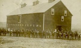 Fraser Mills horse teams in front of new barn