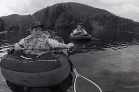 Chris Hobot and father Peter fishing on Buntzen Lake