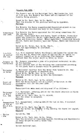 Regular Council Minutes - 1939