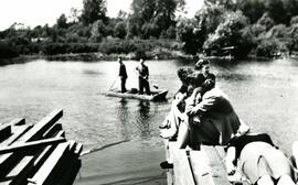 Fashioned rowboat during the Fraser Mills flood