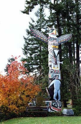 Totem pole at Poirier Community Centre