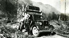 Hauling shingle from Burke Mountain by the McCourt Brothers Logging