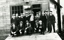 Group in front of the Boileau Pool Hall at 1200 Brunette Street