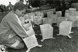 Sean Robertson, 9, of Port Coquitlam works on his lantern