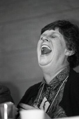 The three faces of Ann, Ann Hulbert displays range of emotions at Port Moody all-candidates meeting at Old Orchard Hall