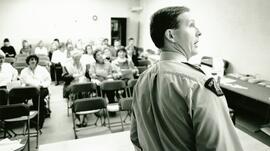 Constable Brian Foote giving a security seminar at Coquitlam Centre Tuesday (Myra's)