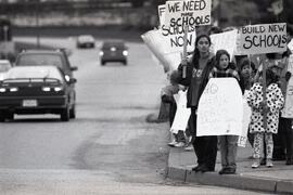 Parents and children protesting underfunding of education at Lansdowne and Glen