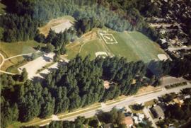 Aerial of Mundy Park Hillcrest fields and lacrosse box