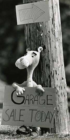 The pink panther held a garage sale Saturday at his place in Coquitlam.
