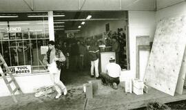 Business as usual despite the long hole in the wall at KMS Tools at 822 Brunette.