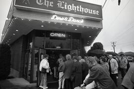 Lighthouse Restaurant. Annual free brunch for seniors. Line-ups and interior at buffet.