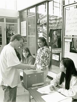 Jamie Clarke, Grade 12, casting his vote at Terry Fox High