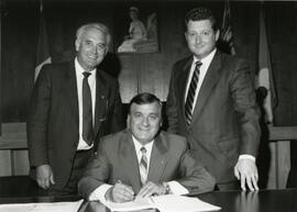 Hon. Cliff Michael, Minister of Government Management Services & Minister Responsible for B.C.E.C.; His Worship Lou Sekora, Mayor of Coquitlam; and Kevin B. Murphy, President & C.E.O., B.C.E.C