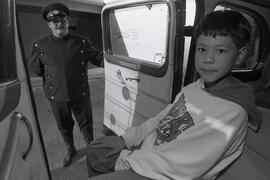Andrew Harm and his friends arriving at their first day of school in a limousine