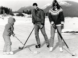 Gary McKelvie and his wife Kelly and daughter Claire (4 years old) are skating on Lafarge Lake.