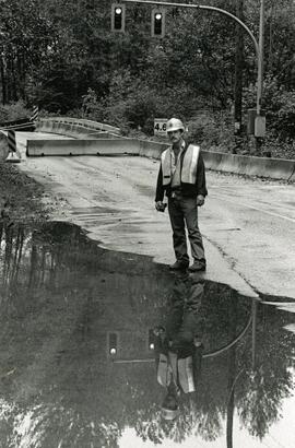 This is how far the water has receded on Saturday. Bailey Bridge/Pitt River Road.