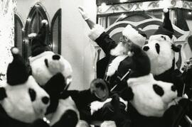 Santa waves for fans. Coquitlam Centre.