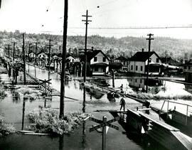 Fraser Mills townsite during the flood