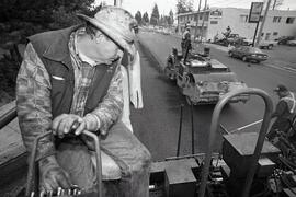 Wally Martin laying asphalt at Prairie and Coast Meridian