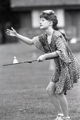 Pleasantside Elementary students participating in a "Charlie Chaplin" race during Rocky Point Park Sport Day