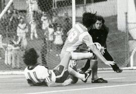 "King" Kevin Hector manages a shot on goal