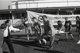 Banting Junior Secondary School. Promo of stretcher race held for the Canadian Diabetes Association. Lou Sekora participant