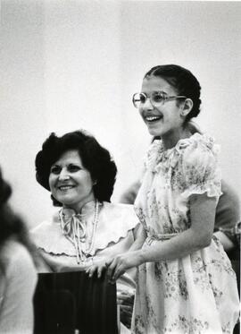 Two women smiling