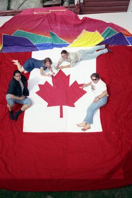Painting a Canada Day flag in Port Moody
