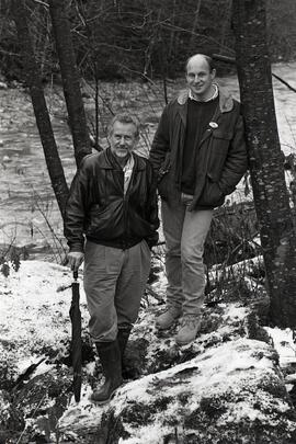 MLA's John Cashore and Mike Farnsworth at the Coquitlam River Hatchery at the end of Pipeline Road