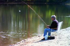 Manuel Pedros fishing at Lafarge Lake (colour)